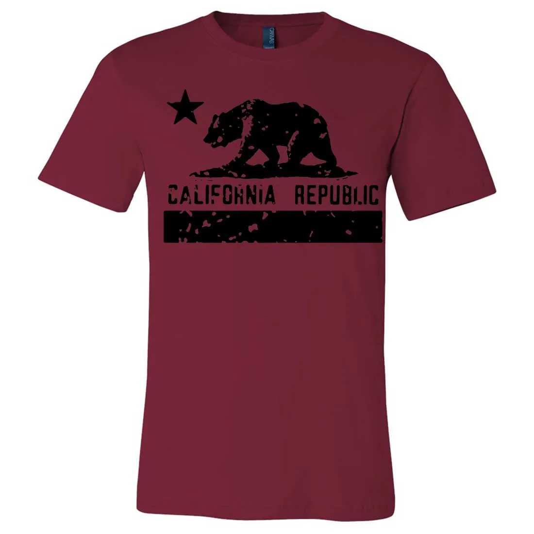 California Flag Black Print Silhouette Asst Colors Mens Fitted T-Shirt/tee