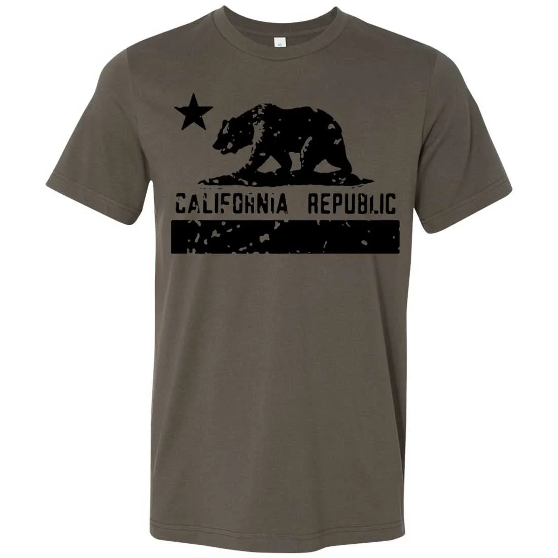 California Flag Black Print Silhouette Asst Colors Mens Fitted T-Shirt/tee