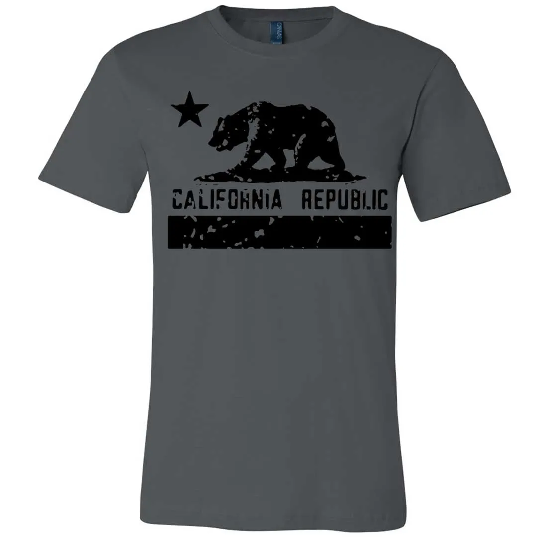 California Flag Black Print Silhouette Asst Colors Mens Fitted T-Shirt/tee