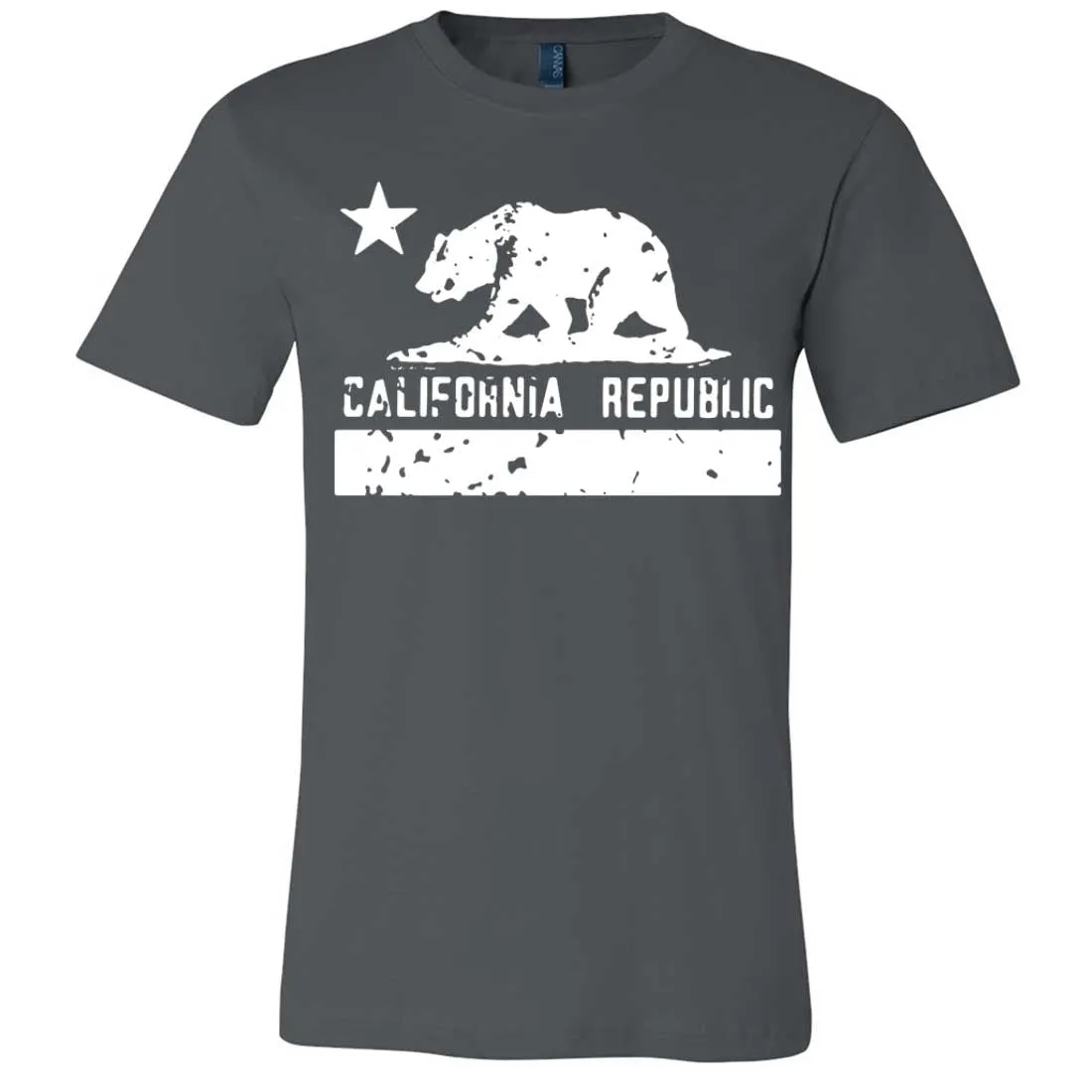 California Flag White Print Silhouette Asst Colors Mens Fitted T-Shirt/tee