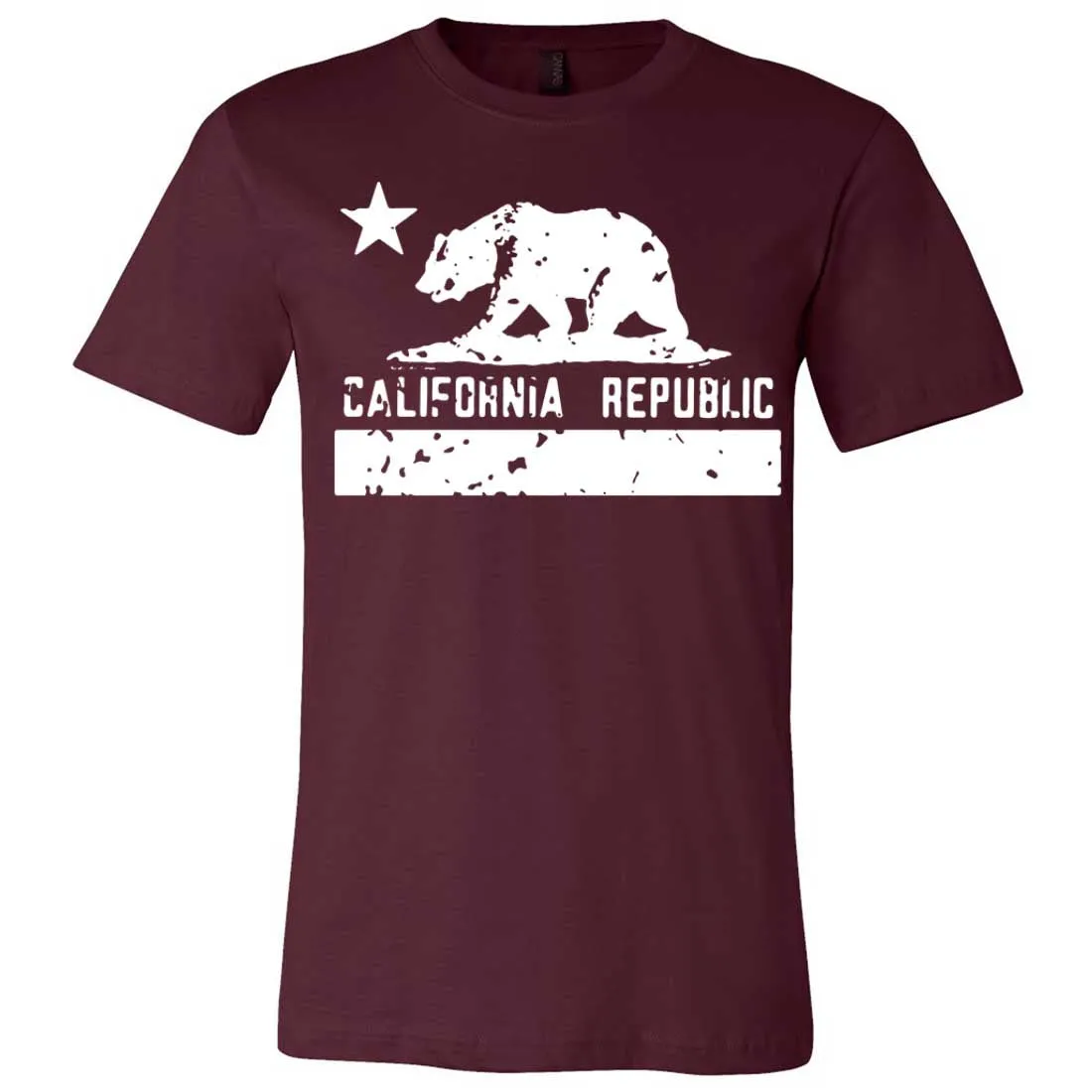 California Flag White Print Silhouette Asst Colors Mens Fitted T-Shirt/tee