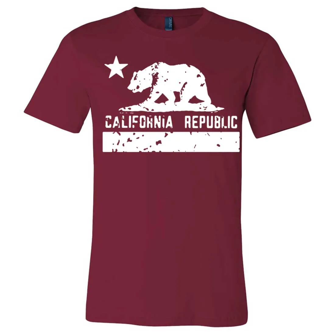 California Flag White Print Silhouette Asst Colors Mens Fitted T-Shirt/tee