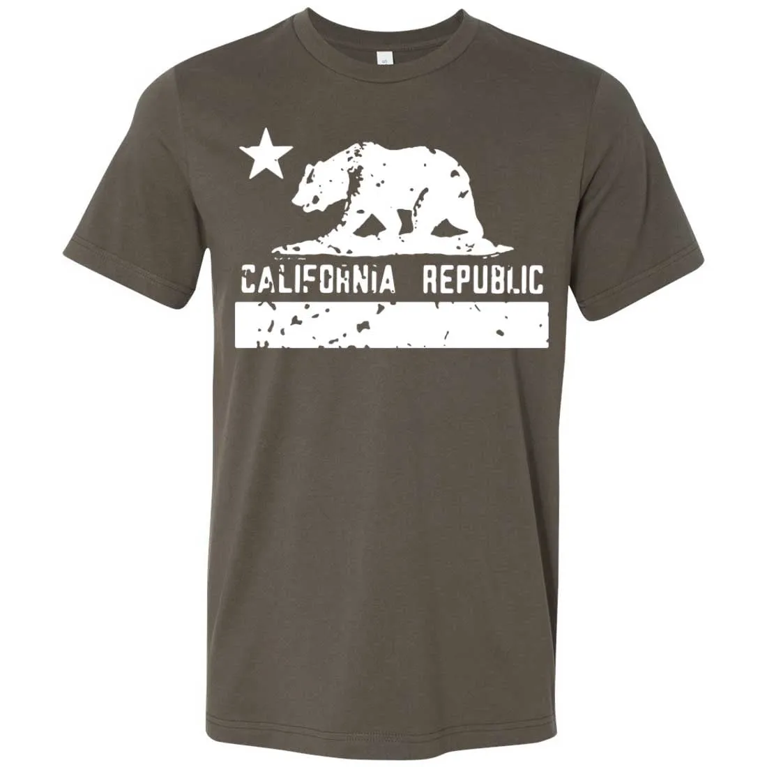 California Flag White Print Silhouette Asst Colors Mens Fitted T-Shirt/tee