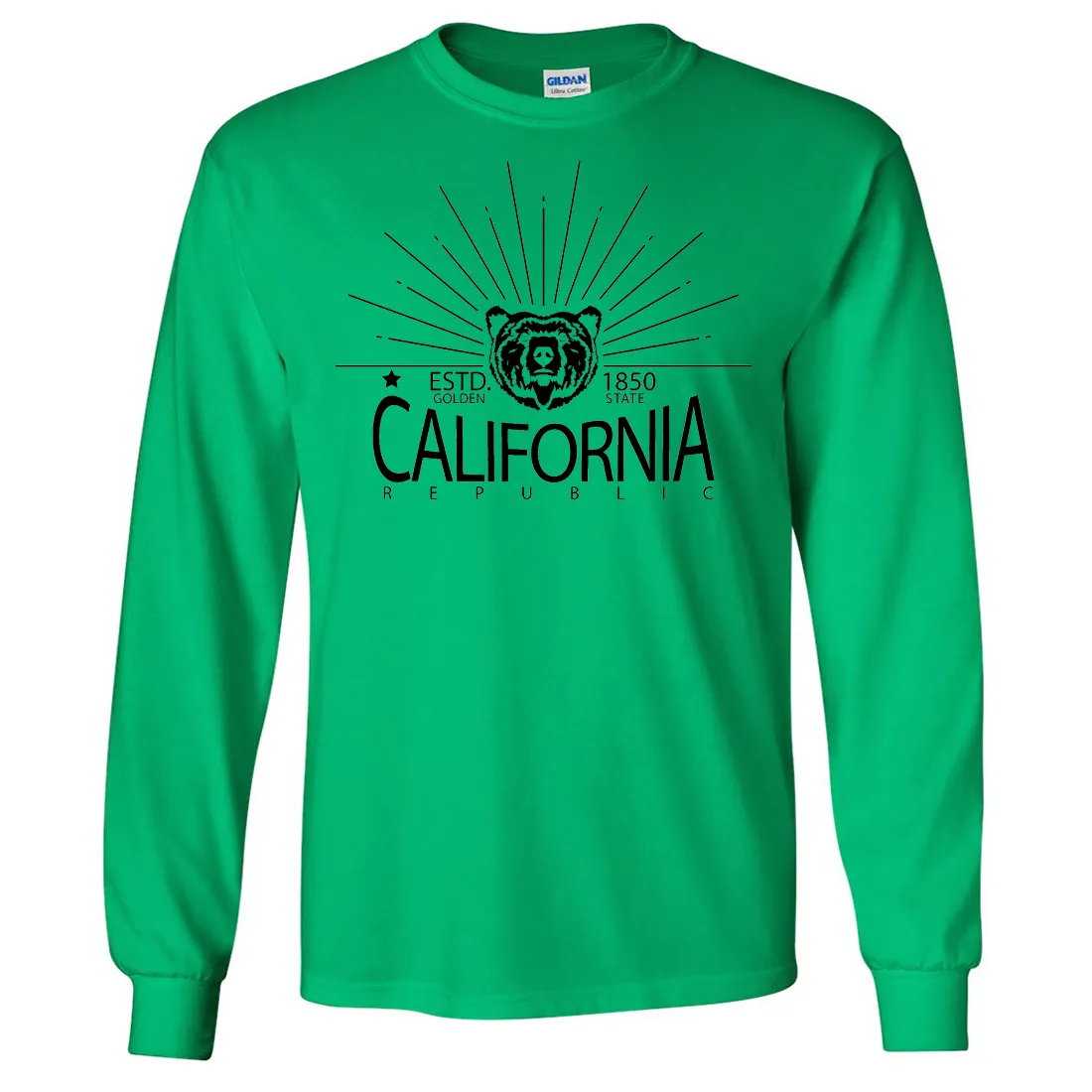 California Golden State Black Print Long Sleeve Shirt