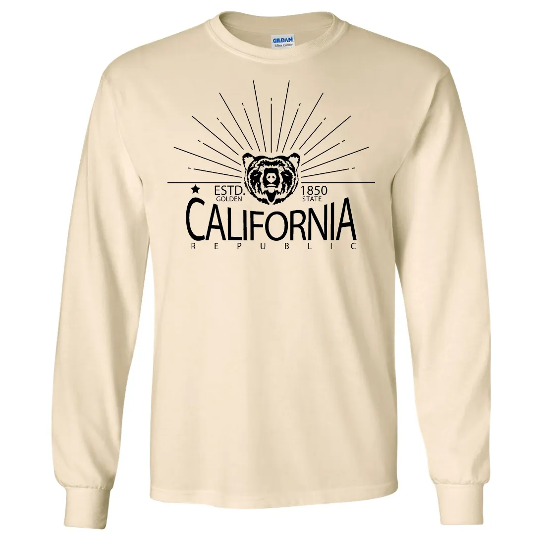 California Golden State Black Print Long Sleeve Shirt