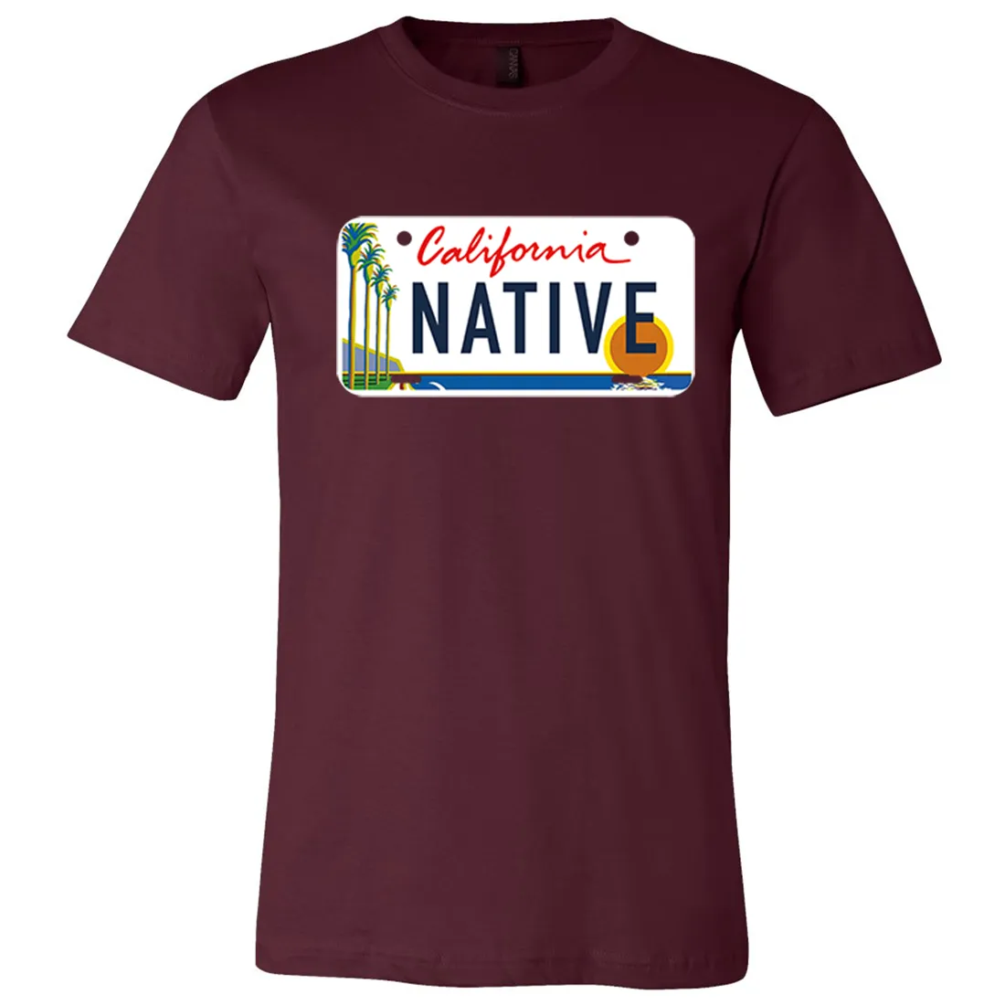 California Native License Plate Asst Colors Mens Lightweight Fitted T-Shirt/tee