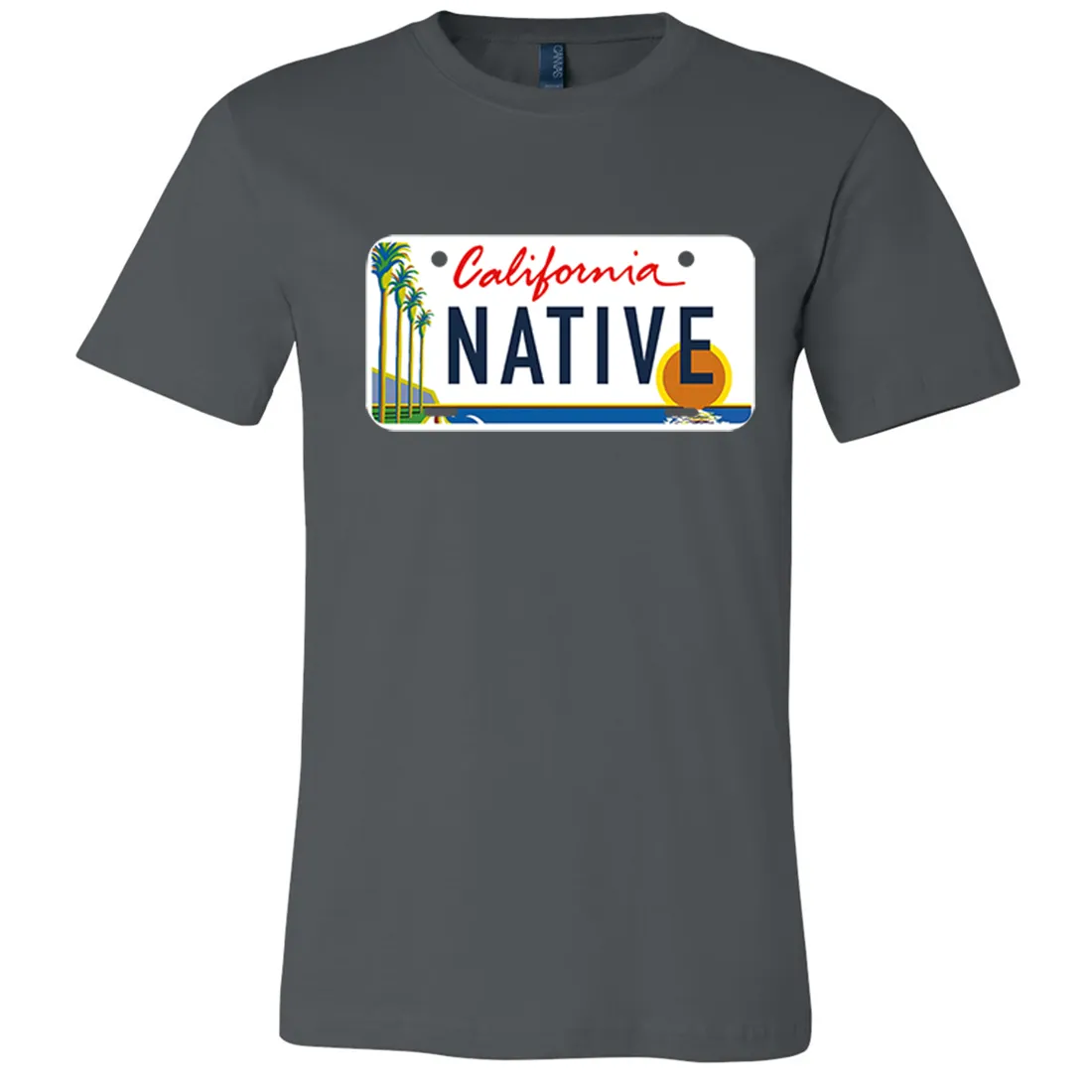 California Native License Plate Asst Colors Mens Lightweight Fitted T-Shirt/tee