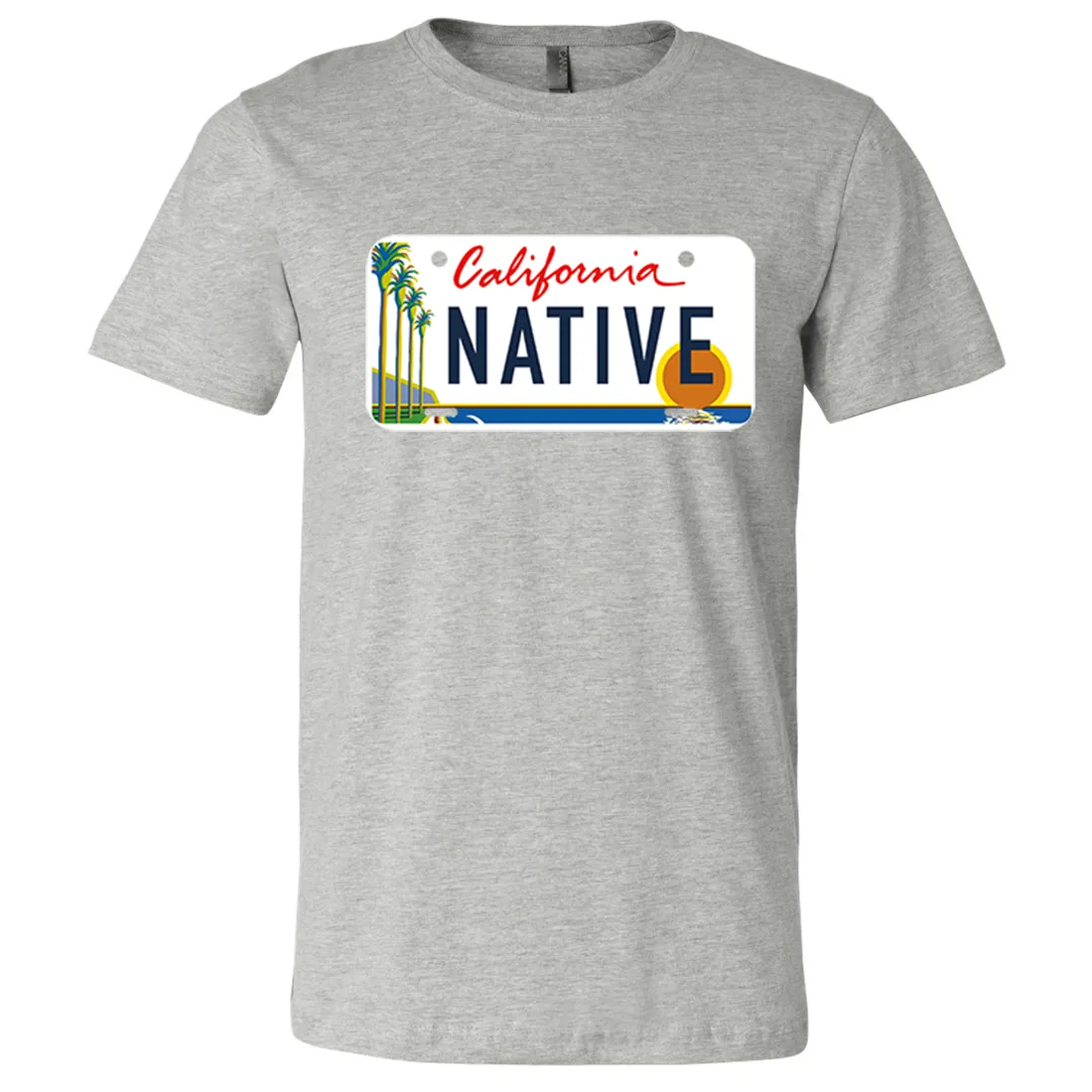 California Native License Plate Asst Colors Mens Lightweight Fitted T-Shirt/tee