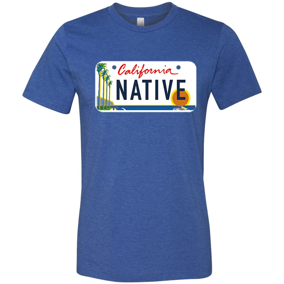 California Native License Plate Asst Colors Mens Lightweight Fitted T-Shirt/tee