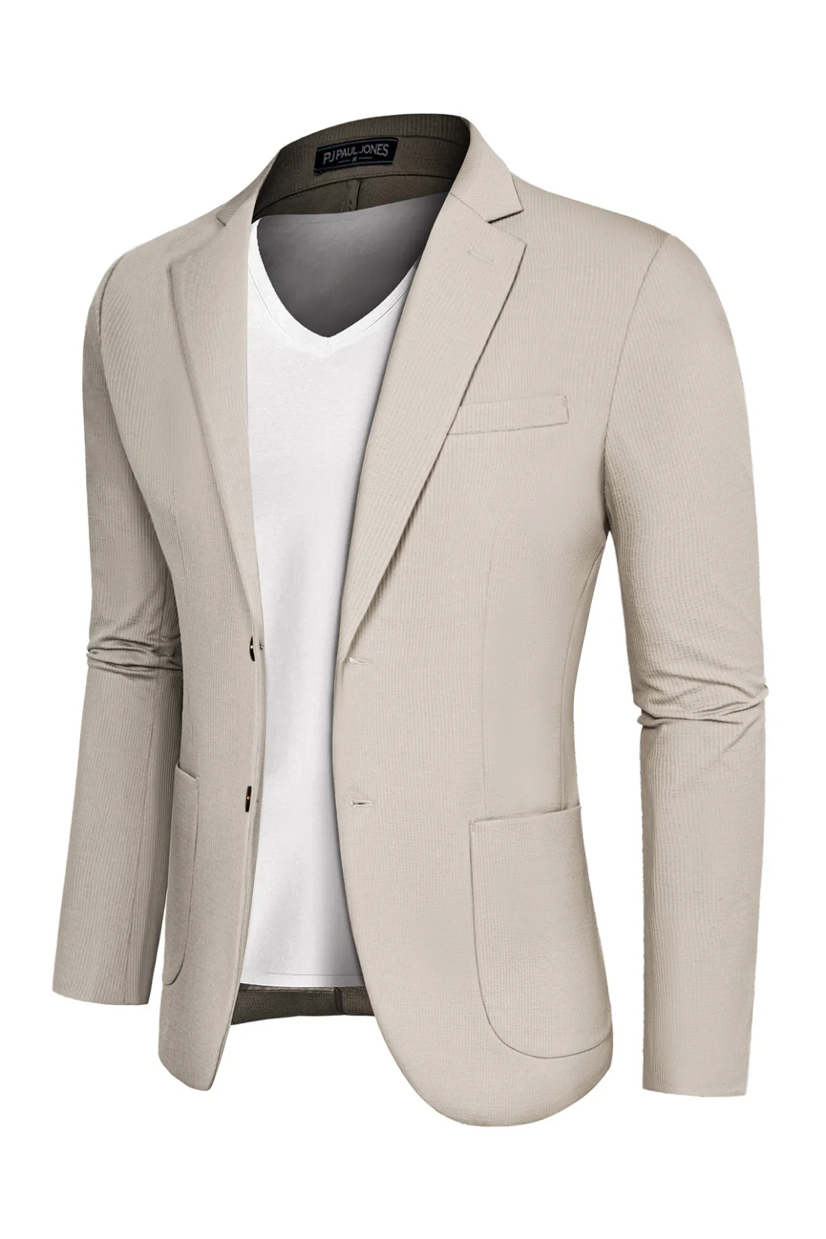 Casual Knit Blazer for Men Two Buttons Lightweight Business Sport Coat