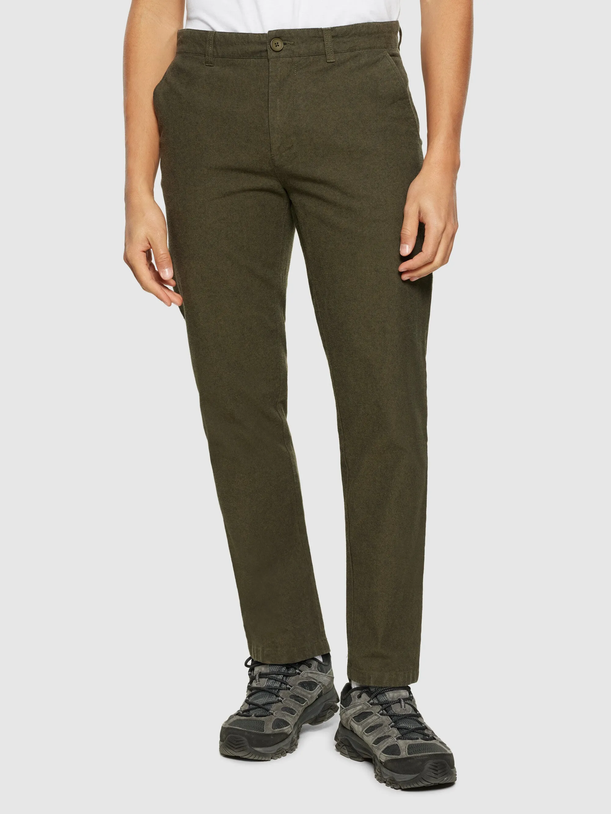 CHUCK regular flannel chino pants - Dark Olive