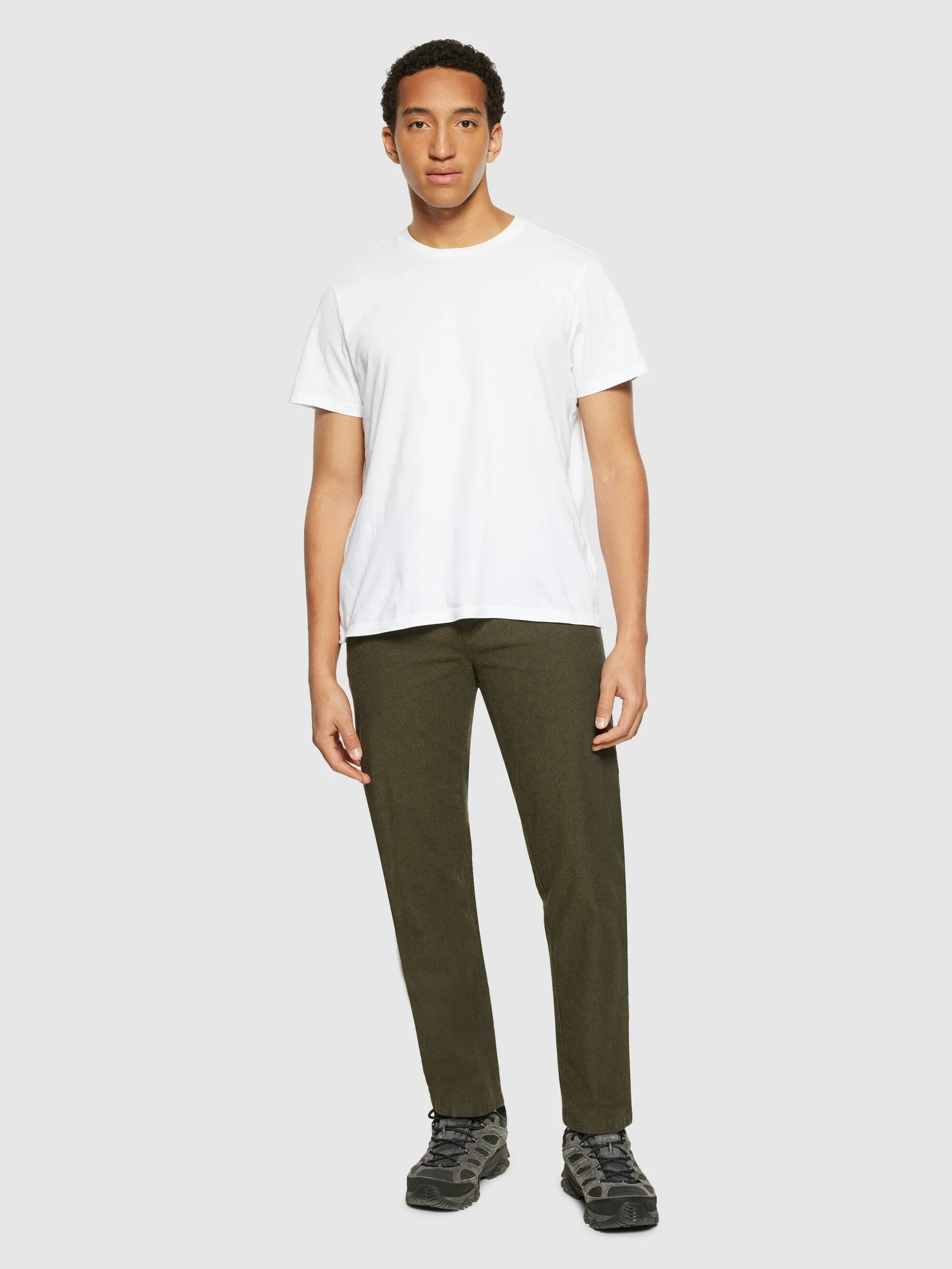 CHUCK regular flannel chino pants - Dark Olive