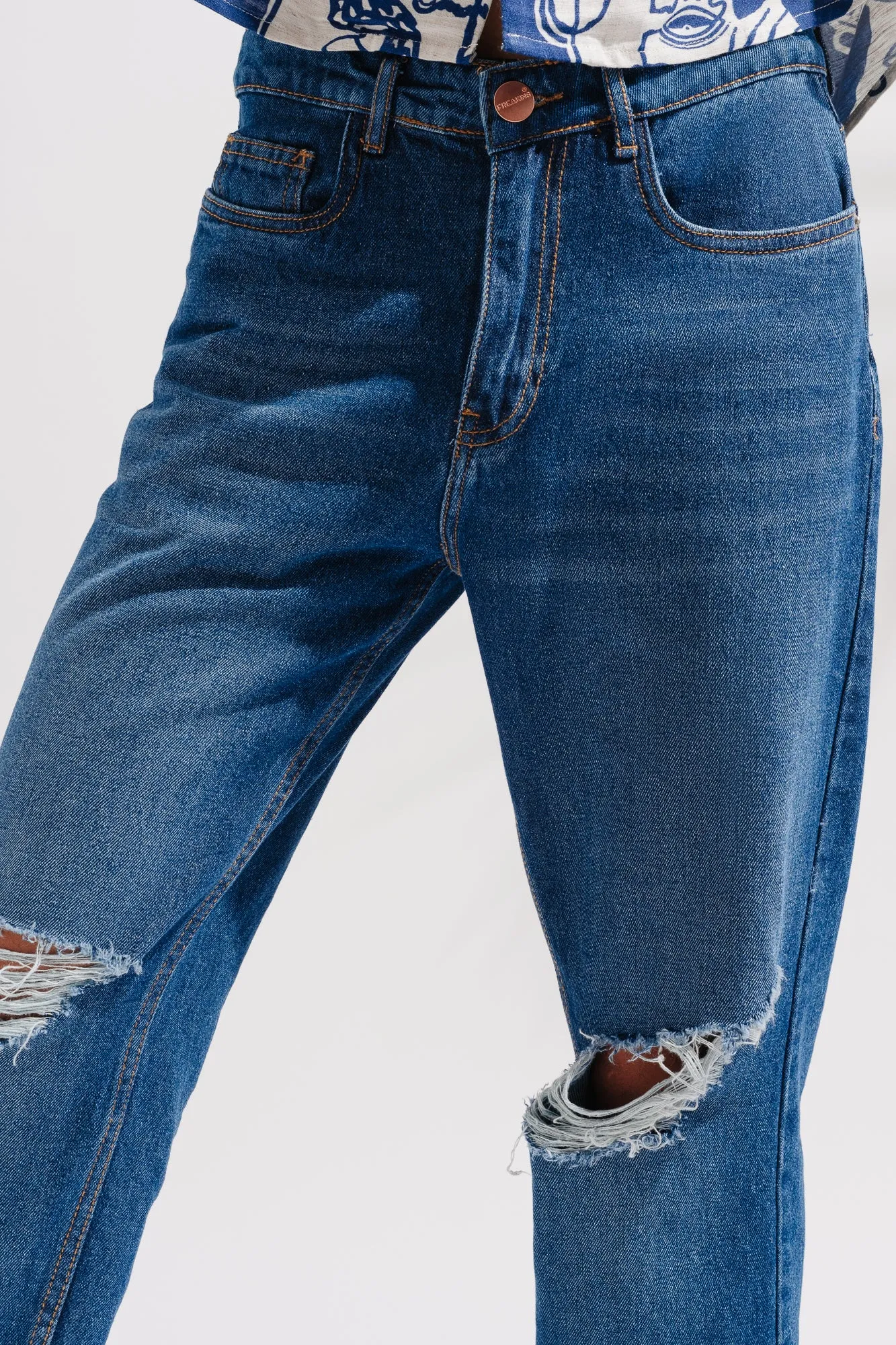 Classic Distressed Men's Wide Jeans