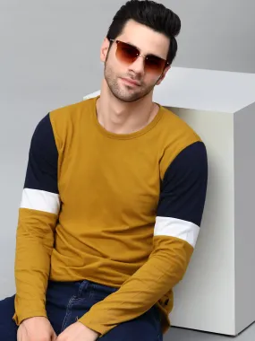 Color Block Round Neck  Full Sleeve T-Shirt