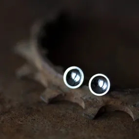 Contemporary Black Silver Dome Studs, Unisex