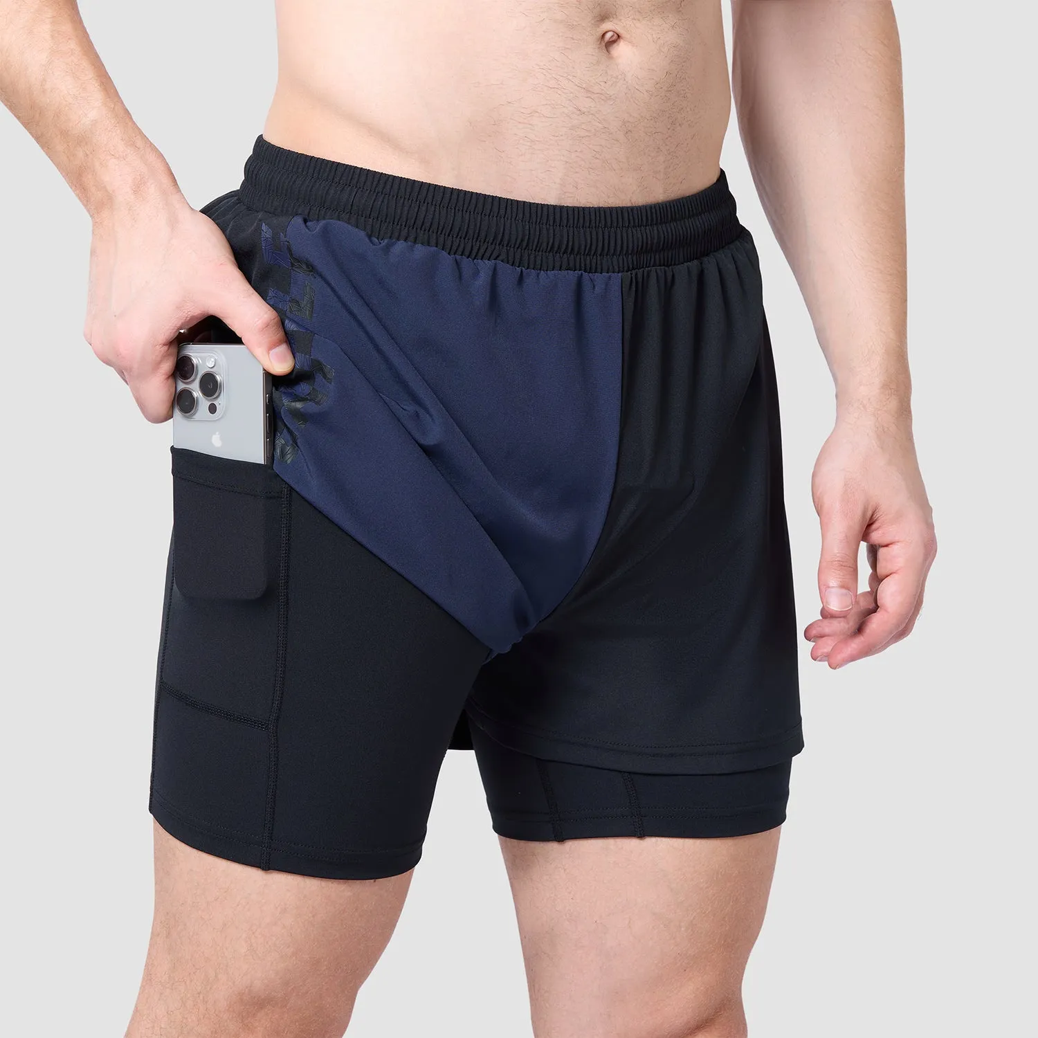 Core 5" Split 2-In-1 Shorts - Black & Navy