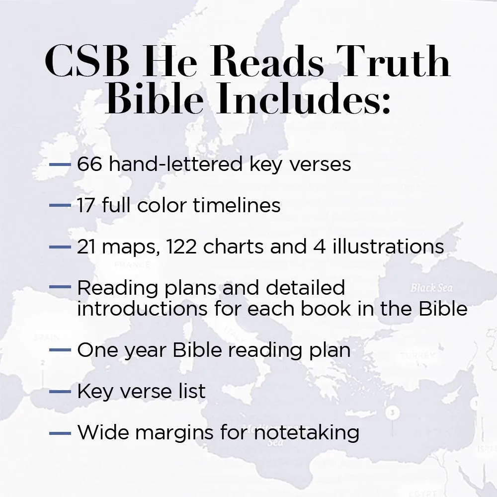 CSB He Reads Truth Bible, Black Leathertouch Indexed