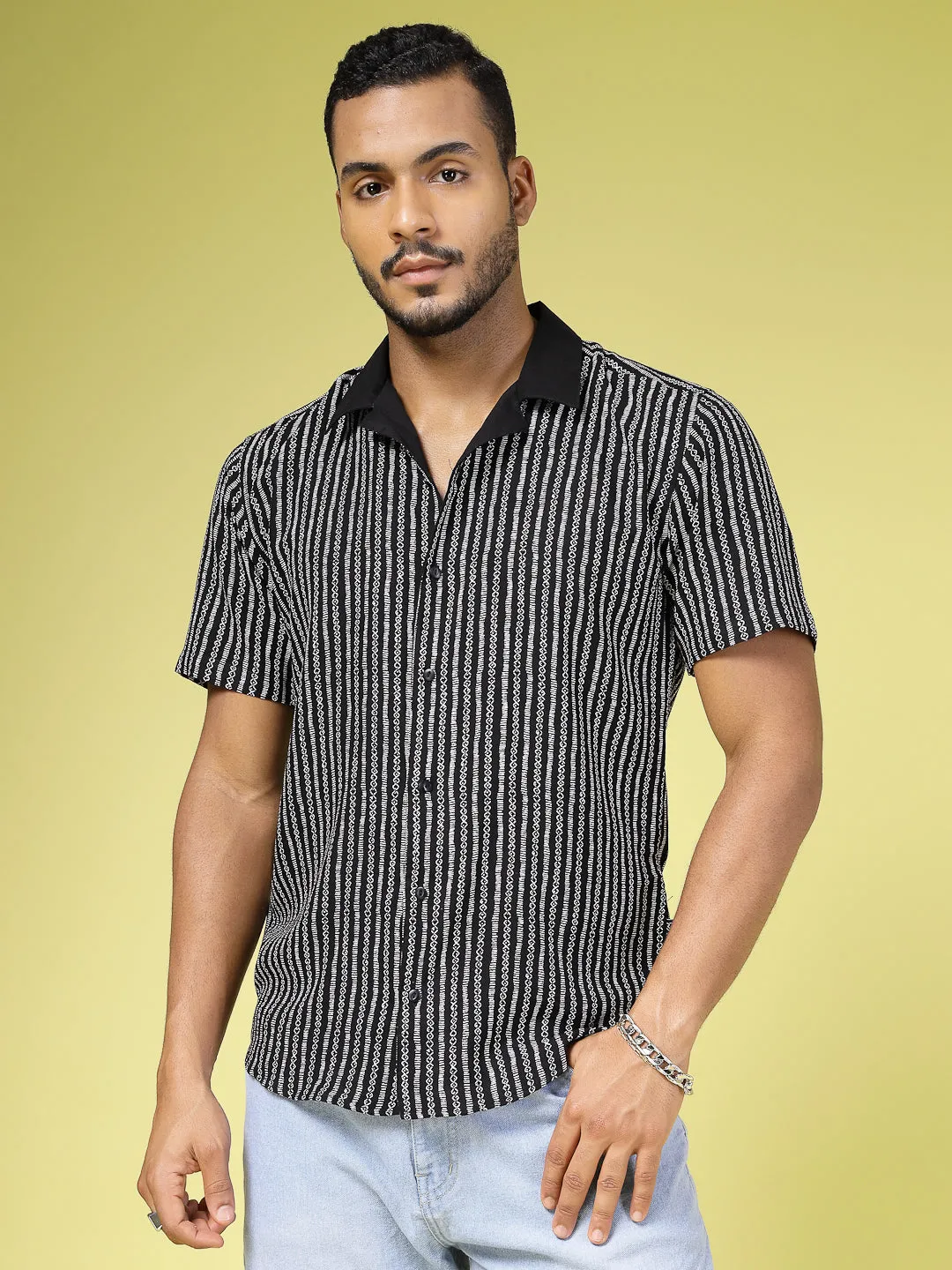 Ethnic Print Men Rayon Shirt