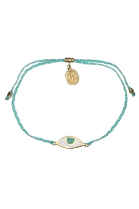 Eye Protection Bracelet | Aqua & Cream - Gold