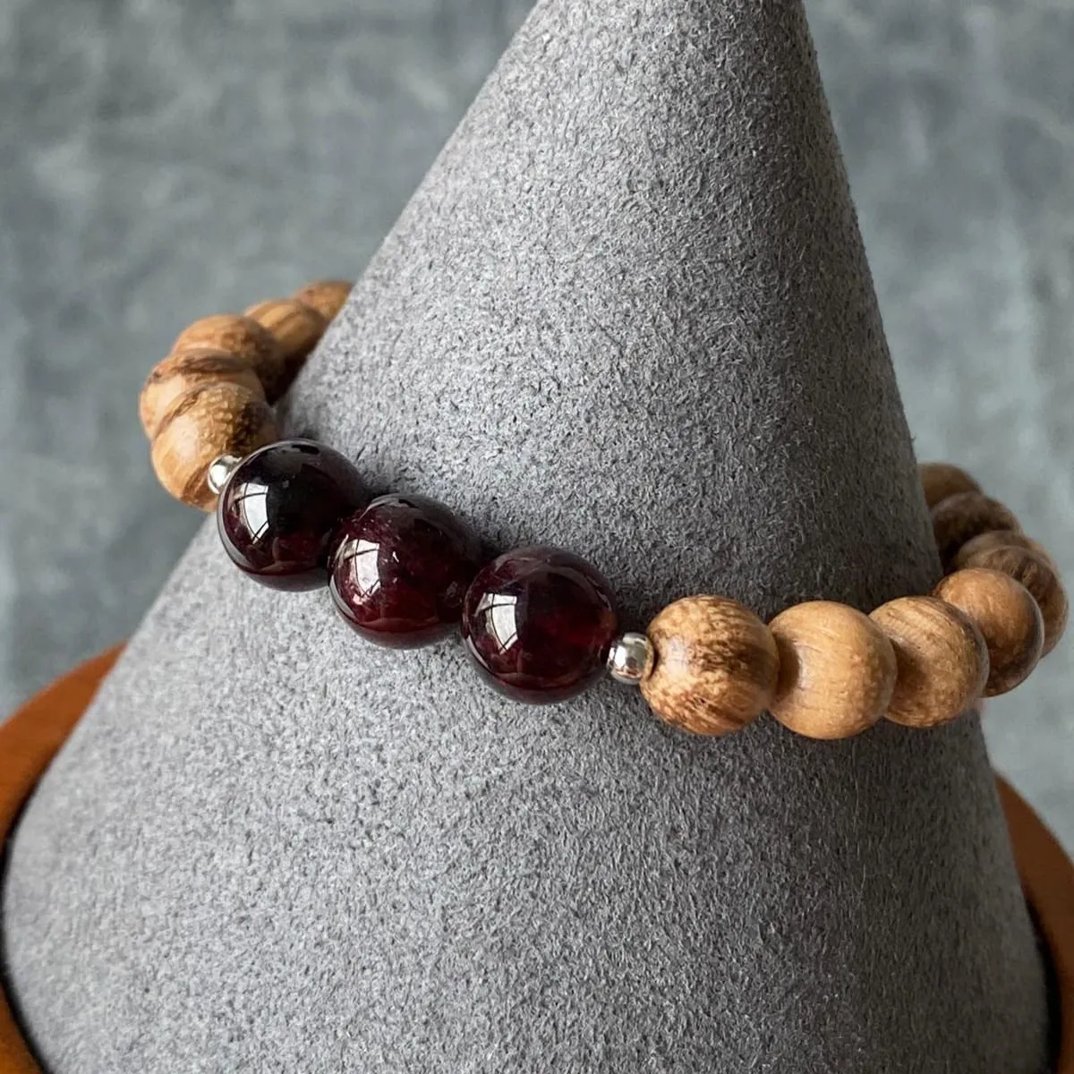 Garnet & Agarwood Men Bracelet