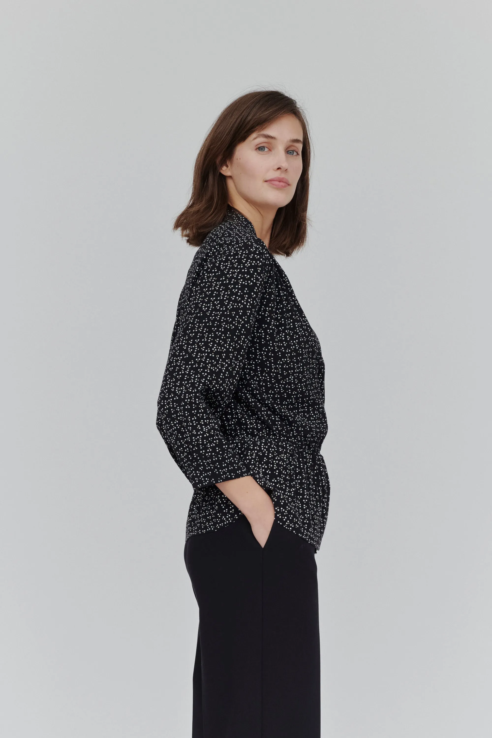 Laurel Blouse - Pixel Print Black