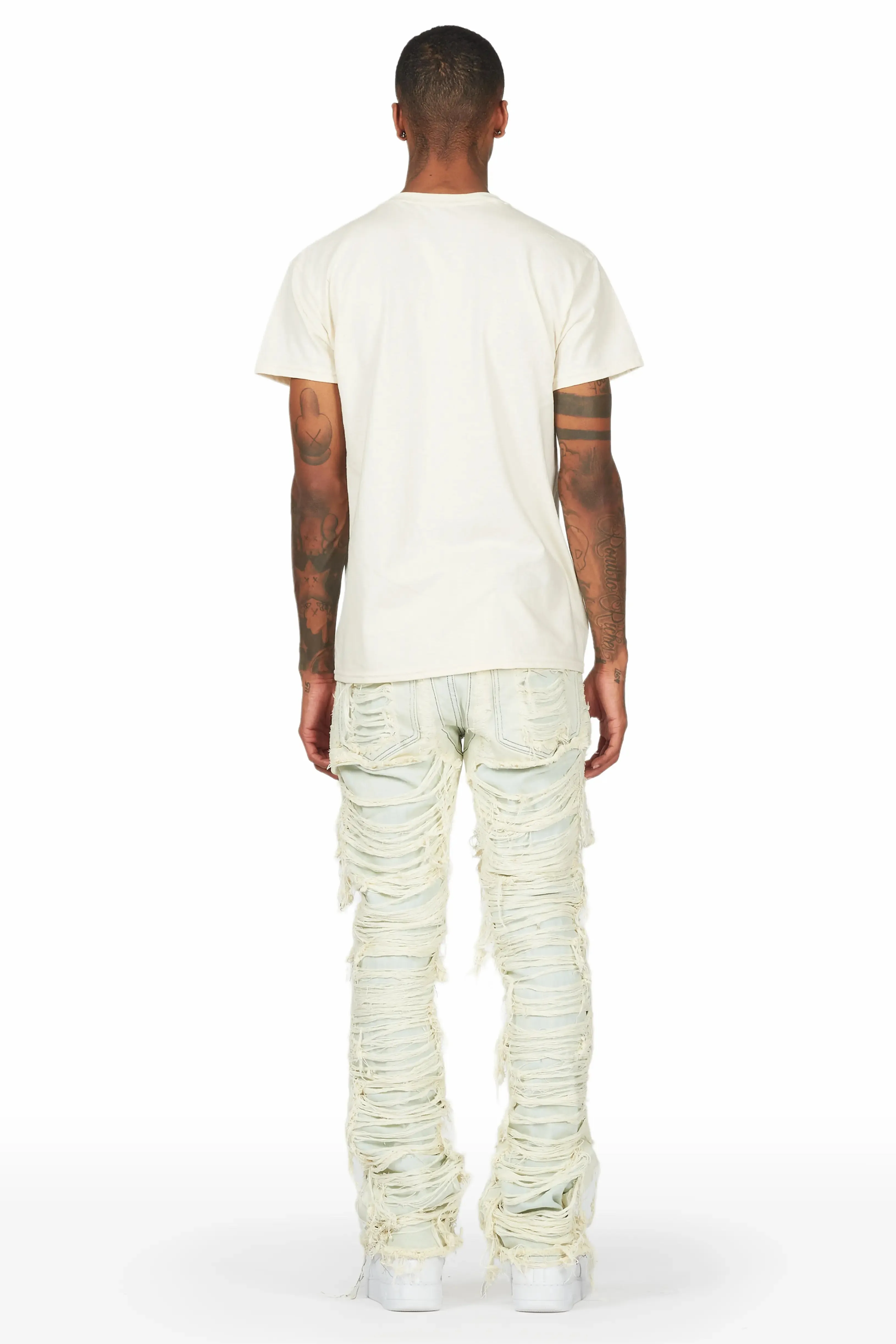 Light Blue Men's Stacked Flare Jean