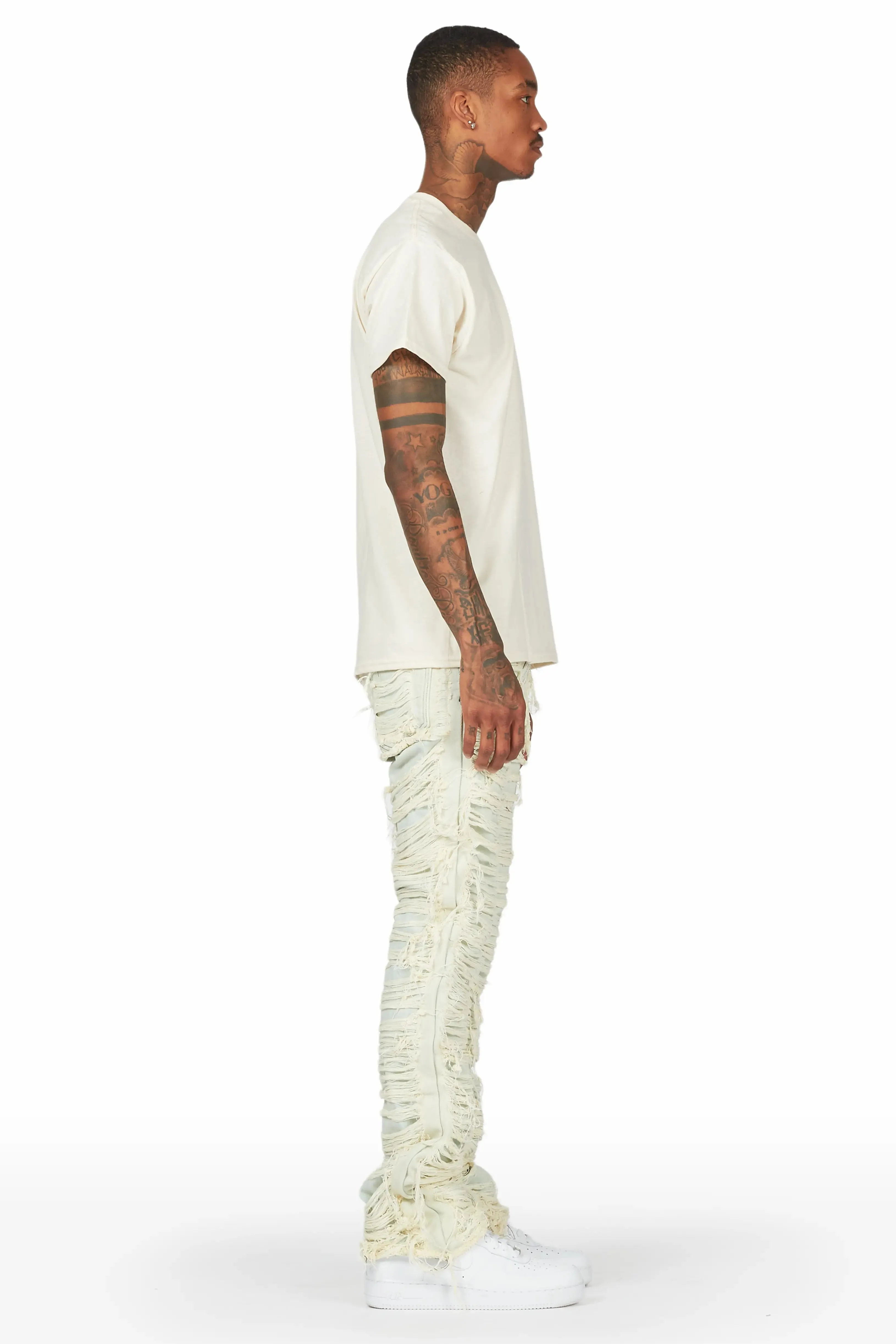 Light Blue Men's Stacked Flare Jean