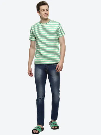 Lime Men's Green Stripes T-shirt