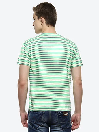 Lime Men's Green Stripes T-shirt