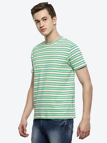 Lime Men's Green Stripes T-shirt