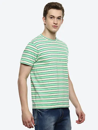 Lime Men's Green Stripes T-shirt