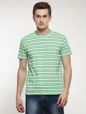 Lime Men's Green Stripes T-shirt