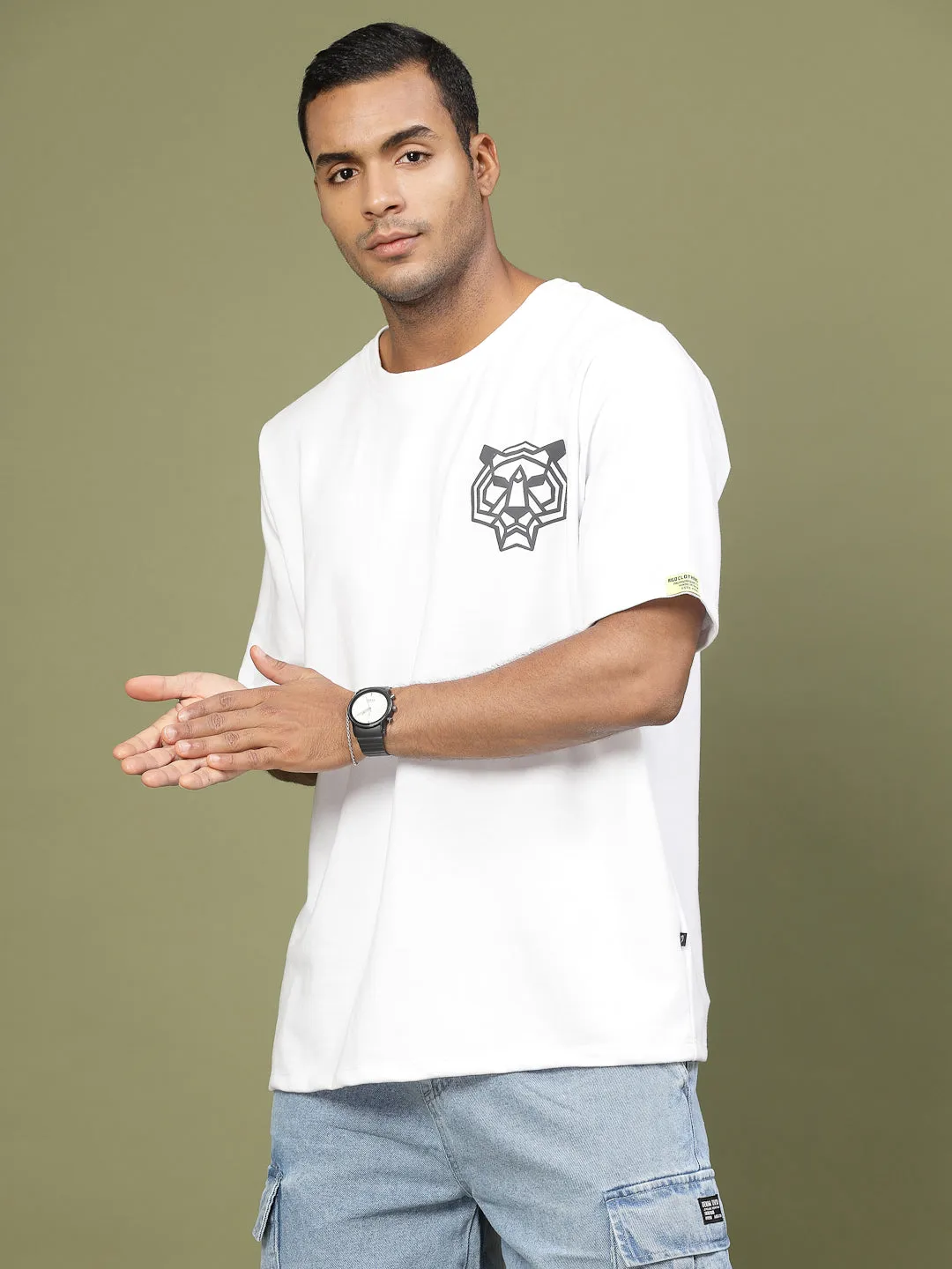 Majestic Tiger Puff Print Oversized T-Shirt