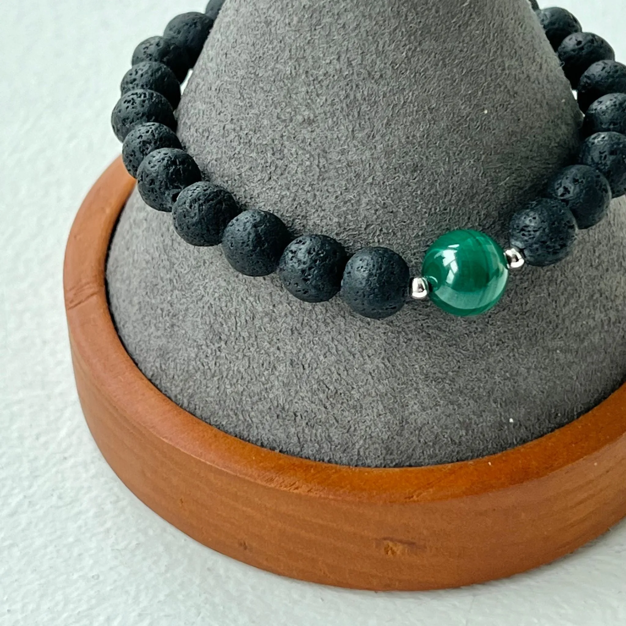 Malachite & Lava Stone Men Bracelet