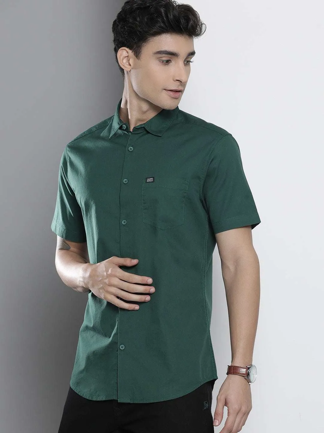 Men Back Printed Poplin Shirt