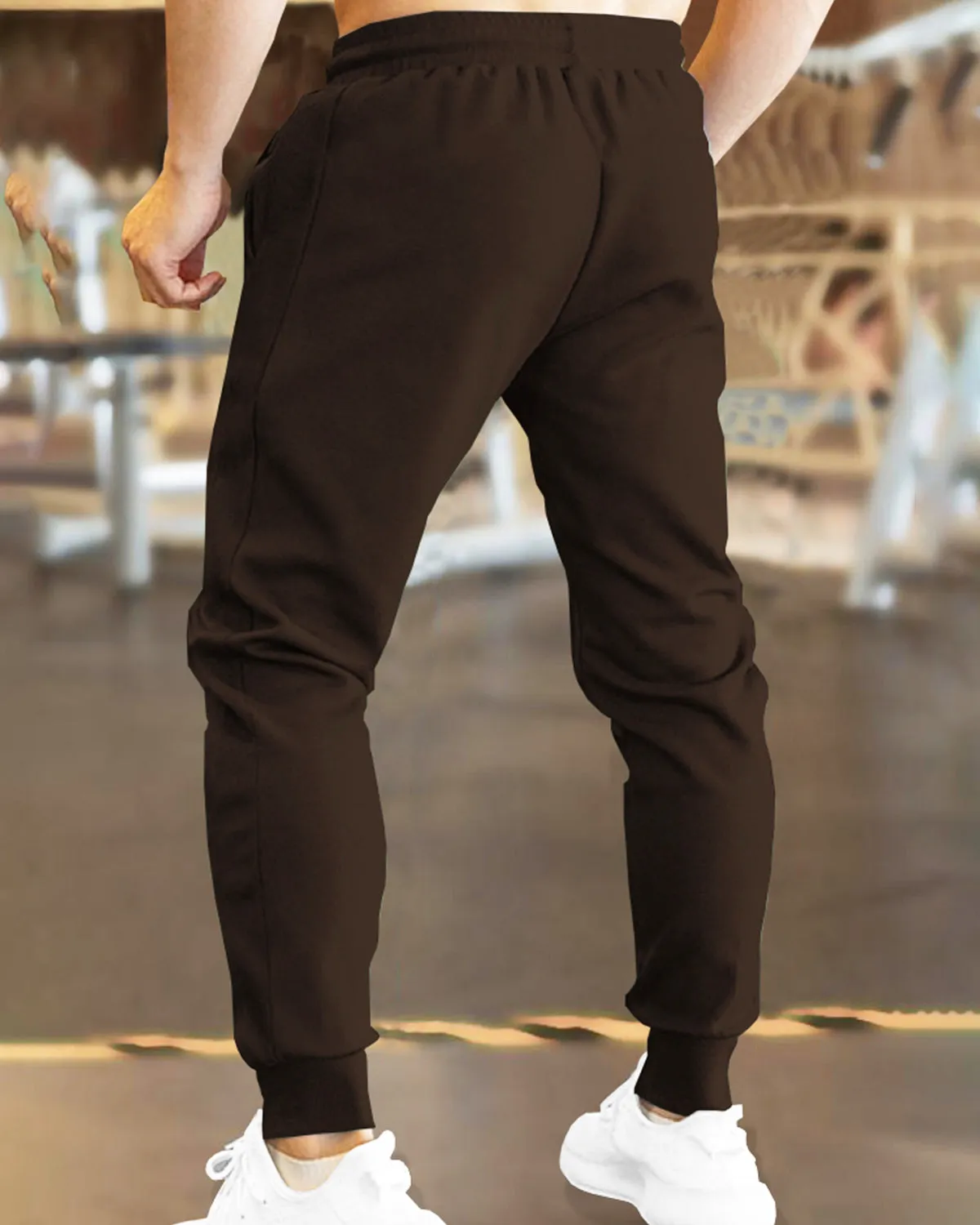 Men Cuffed Brown Track Pant