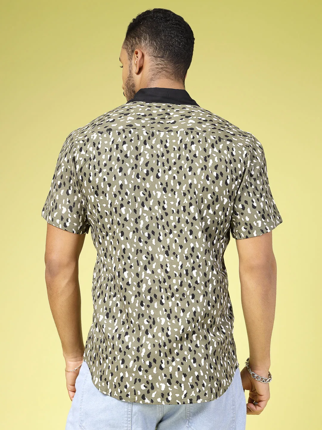 Men Jungle Print Rayon Shirt