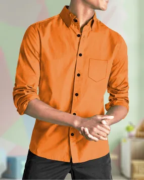 MEN PLAIN ORANGE FULL HAND SHIRT