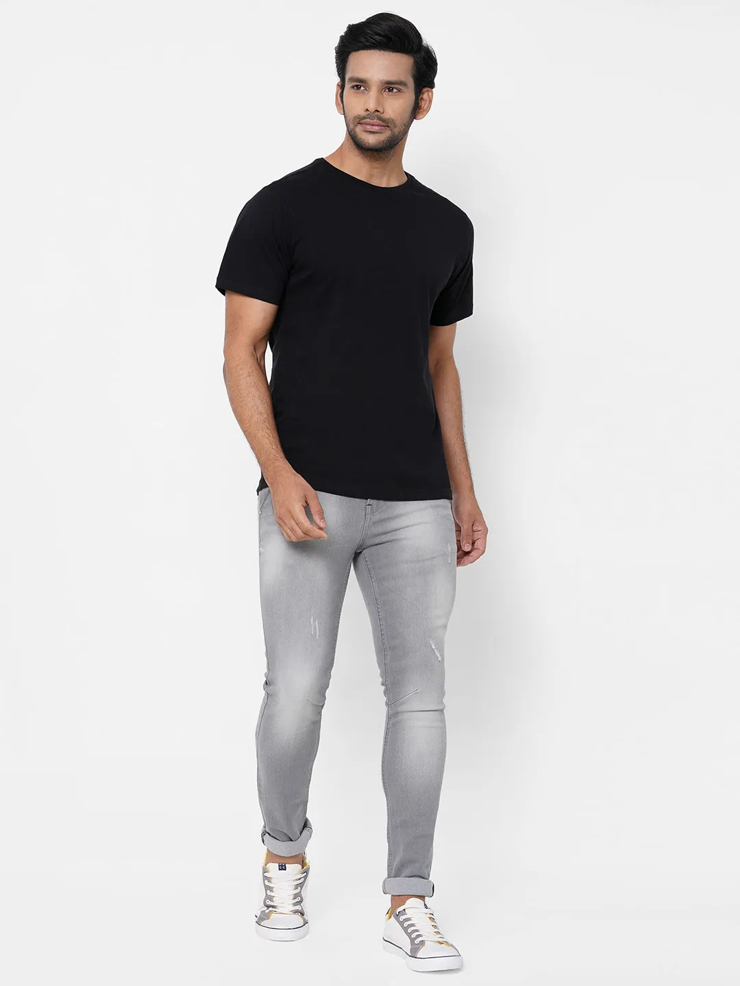 Men's Black Cotton Regular Fit Tshirt