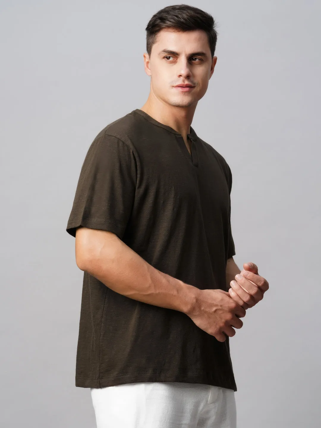 Men's Cotton Brown Regular Fit Tshirt