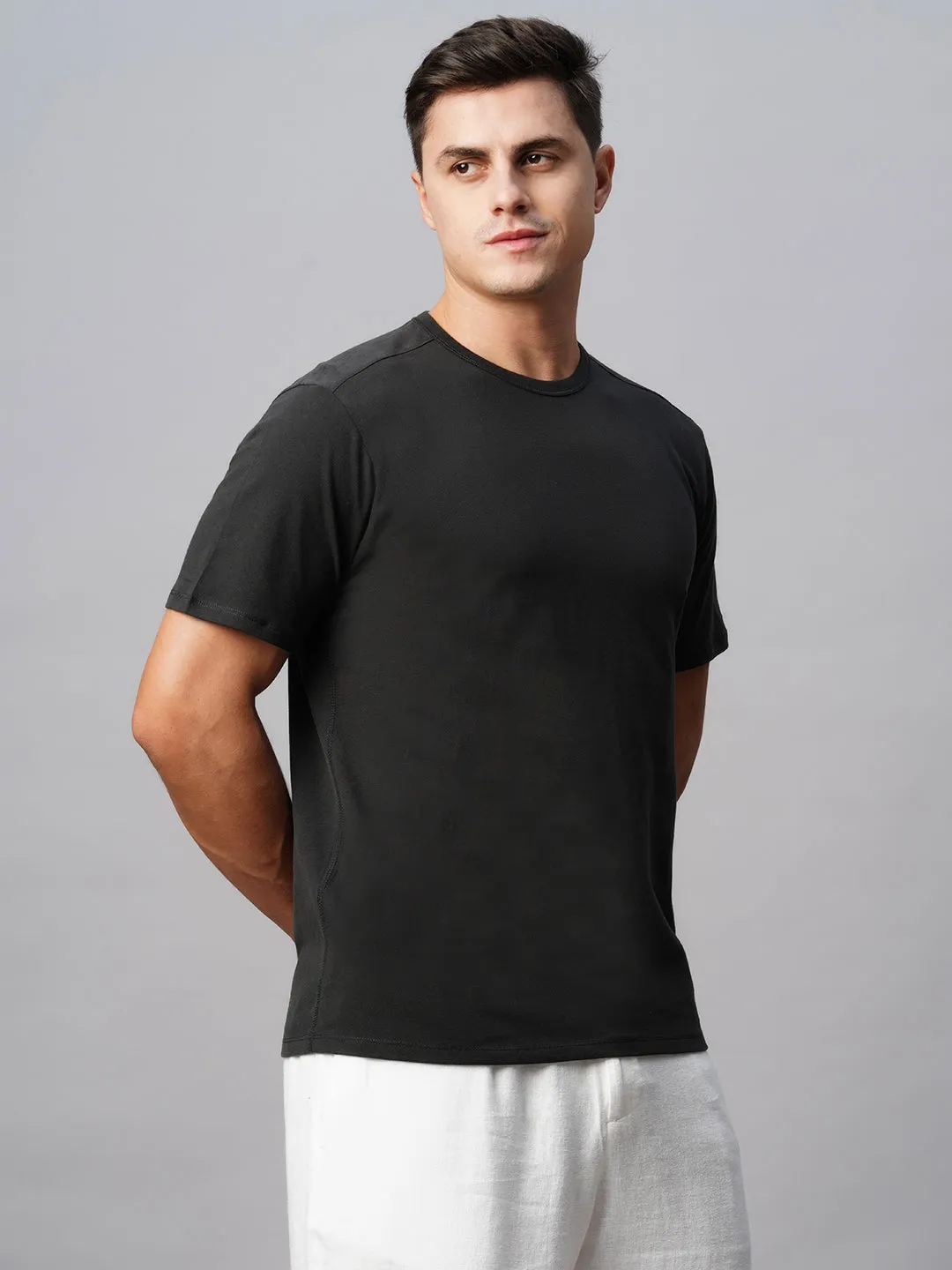 Men's Cotton Grey Regular Fit Tshirt