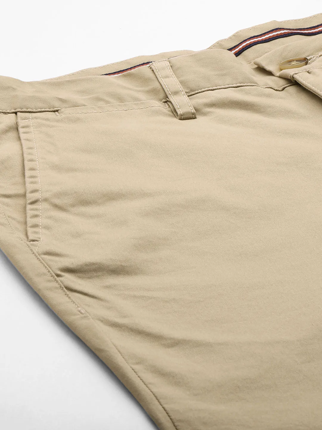 Men's Cotton Lycra Khaki Regular Fit Pant