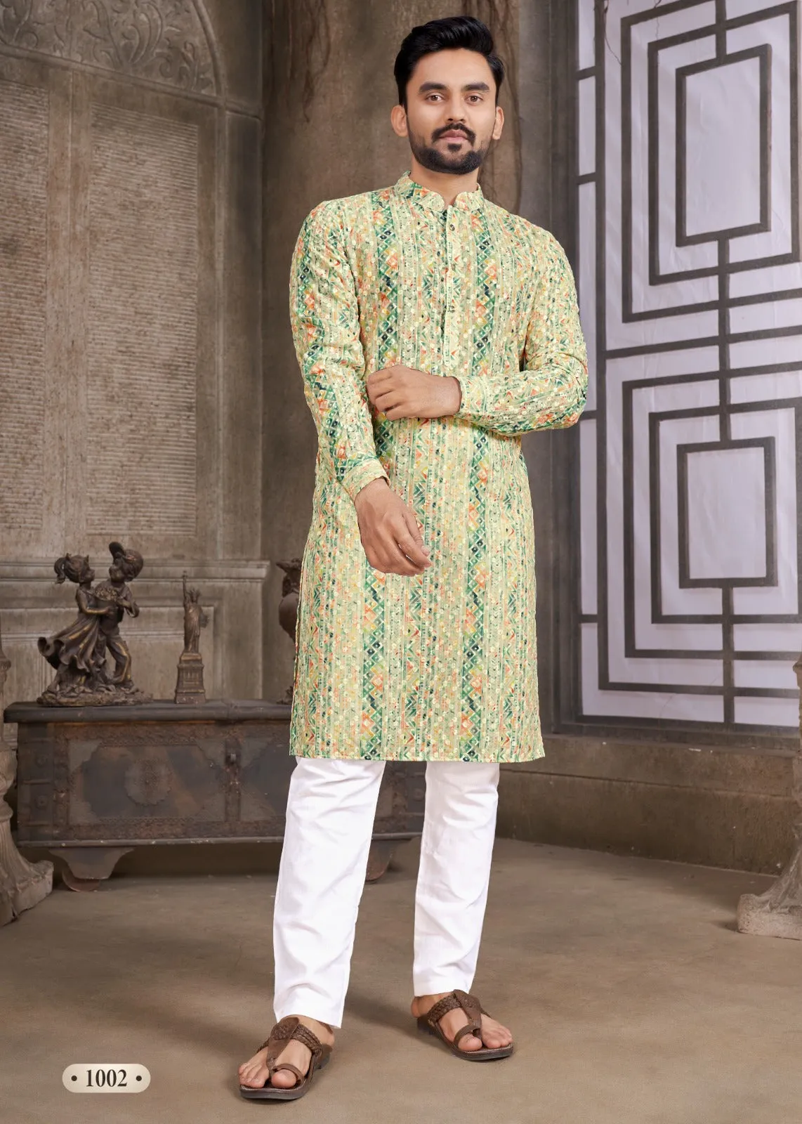 Men's Cotton Schiffli Kurta with Payjama