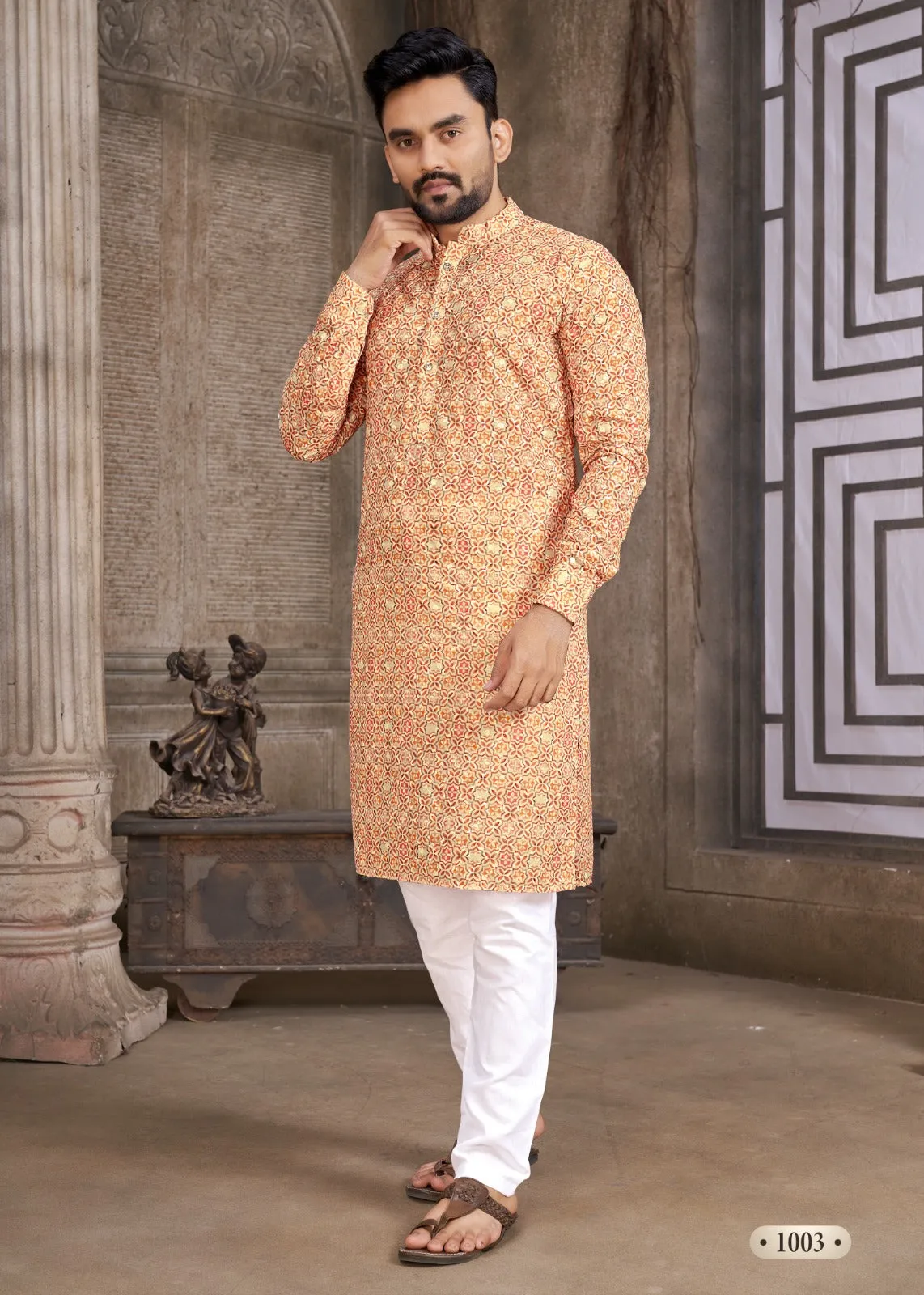 Men's Cotton Schiffli Kurta with Payjama