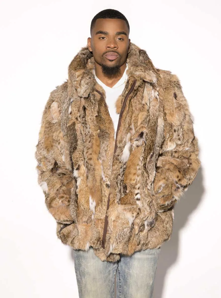 Men's Lynx Bobcat Fur Bomber Jacket