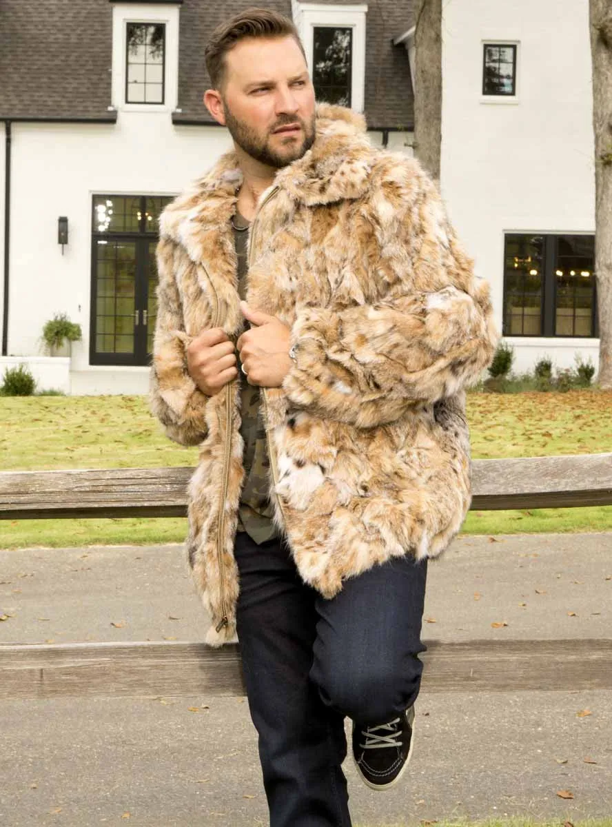 Men's Lynx Bobcat Fur Bomber Jacket