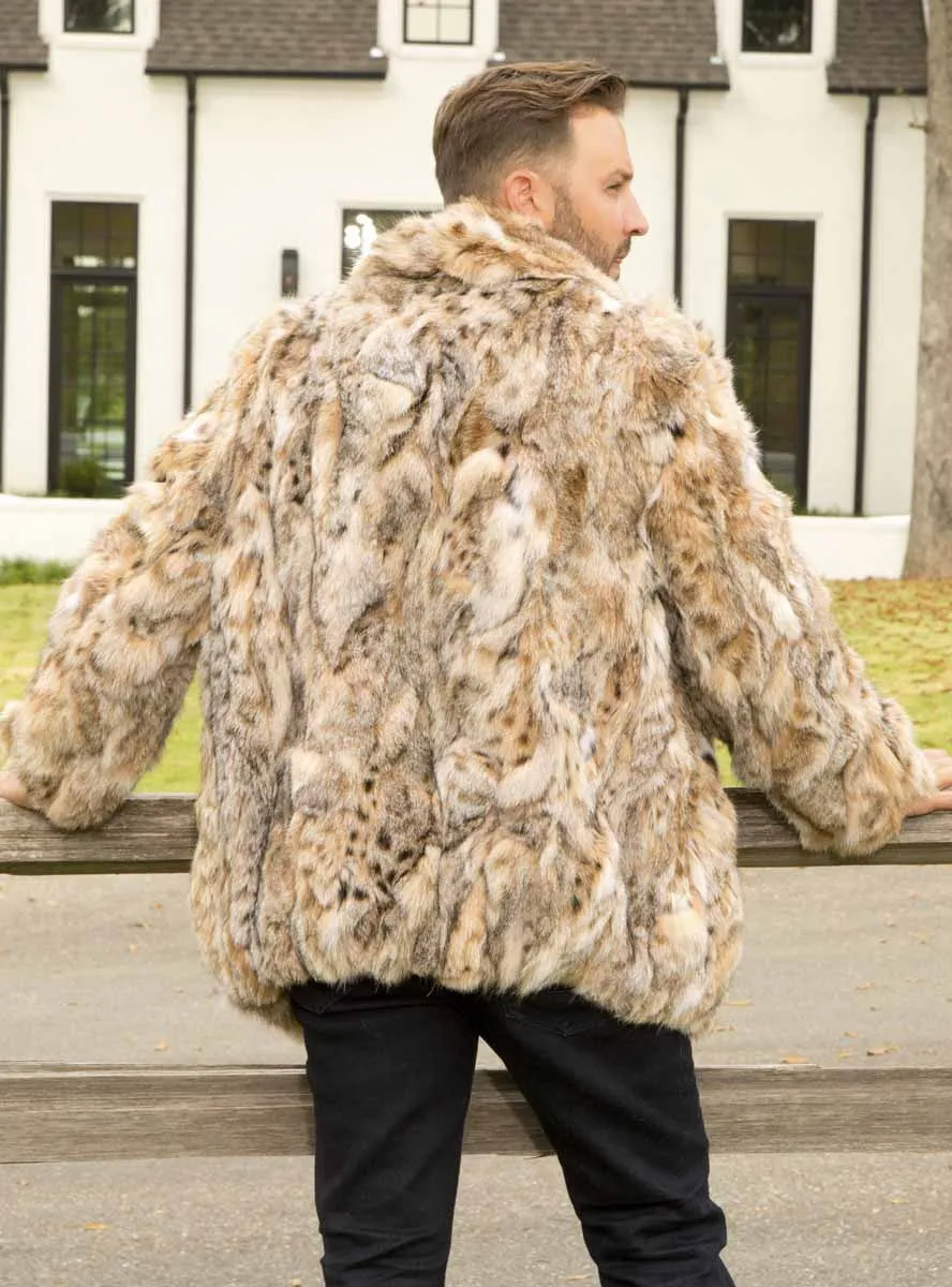 Men's Lynx Bobcat Fur Bomber Jacket