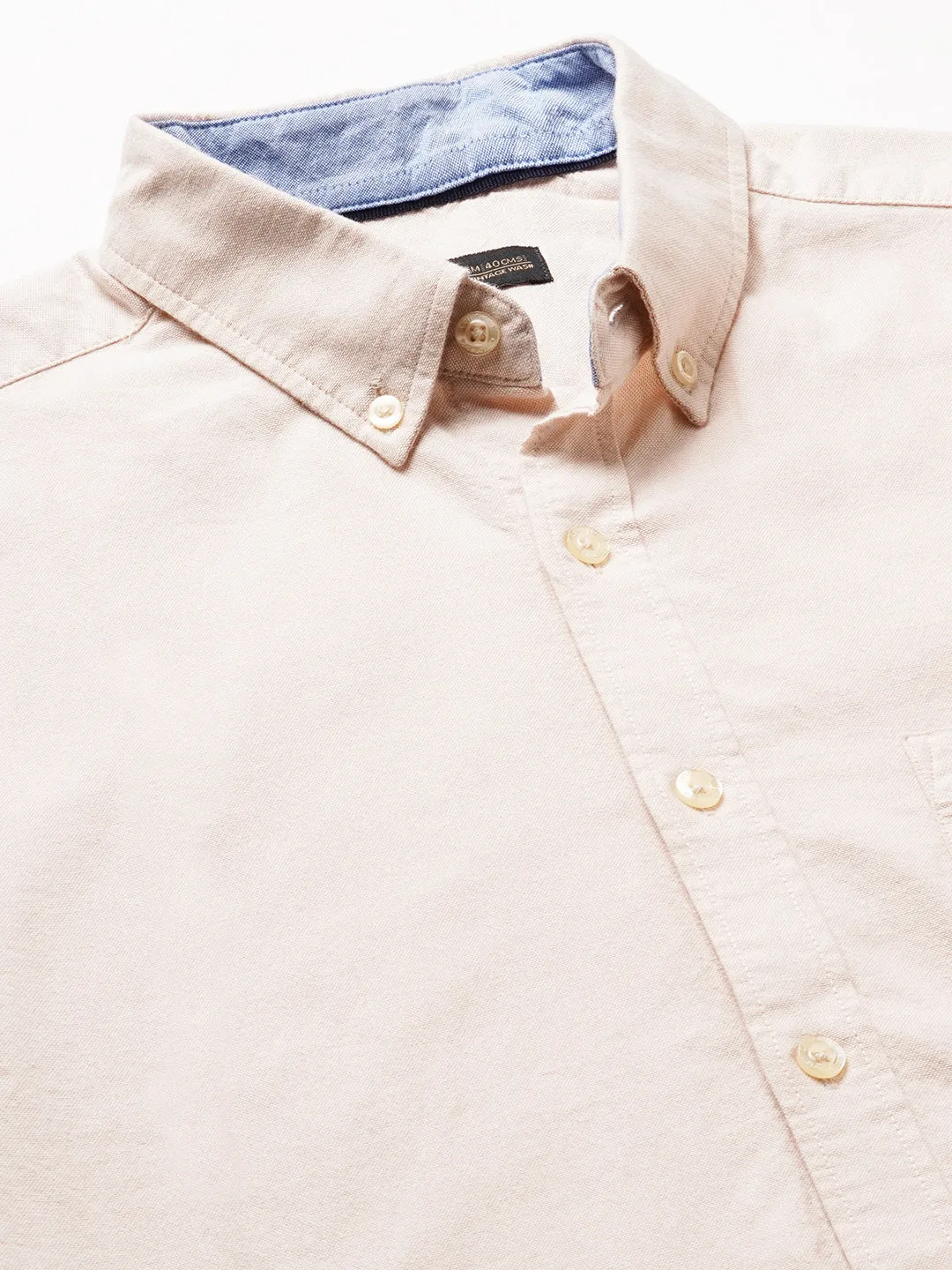 Men's Oxford Khaki Cotton Regular Fit Shirt