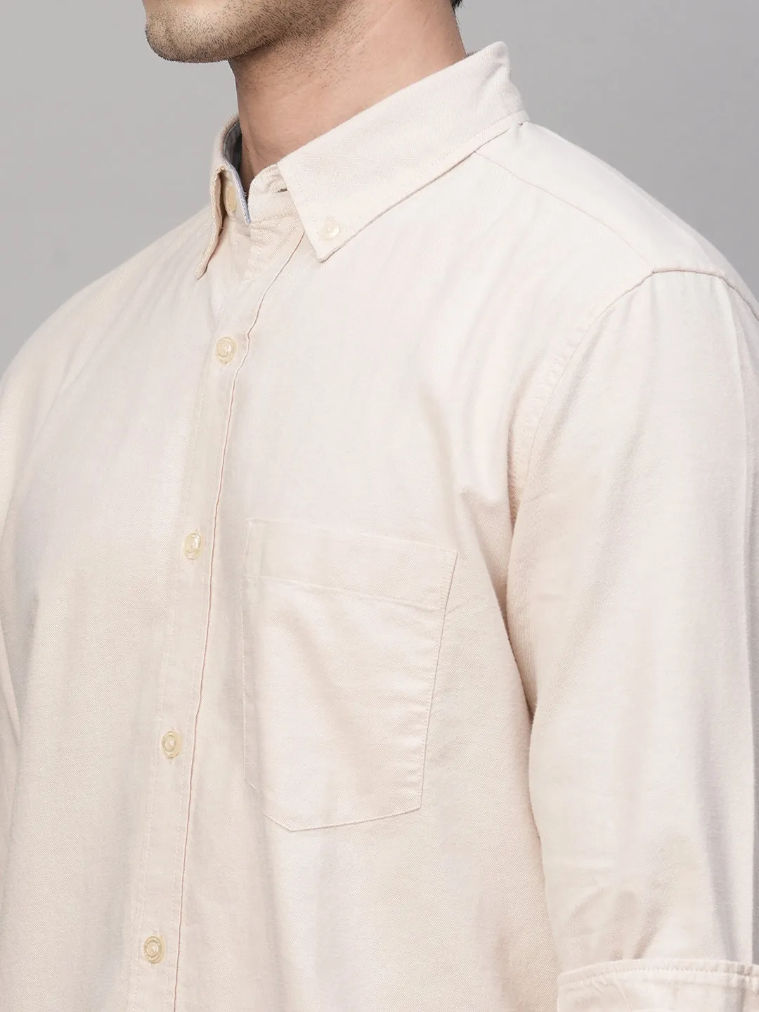 Men's Oxford Khaki Cotton Regular Fit Shirt