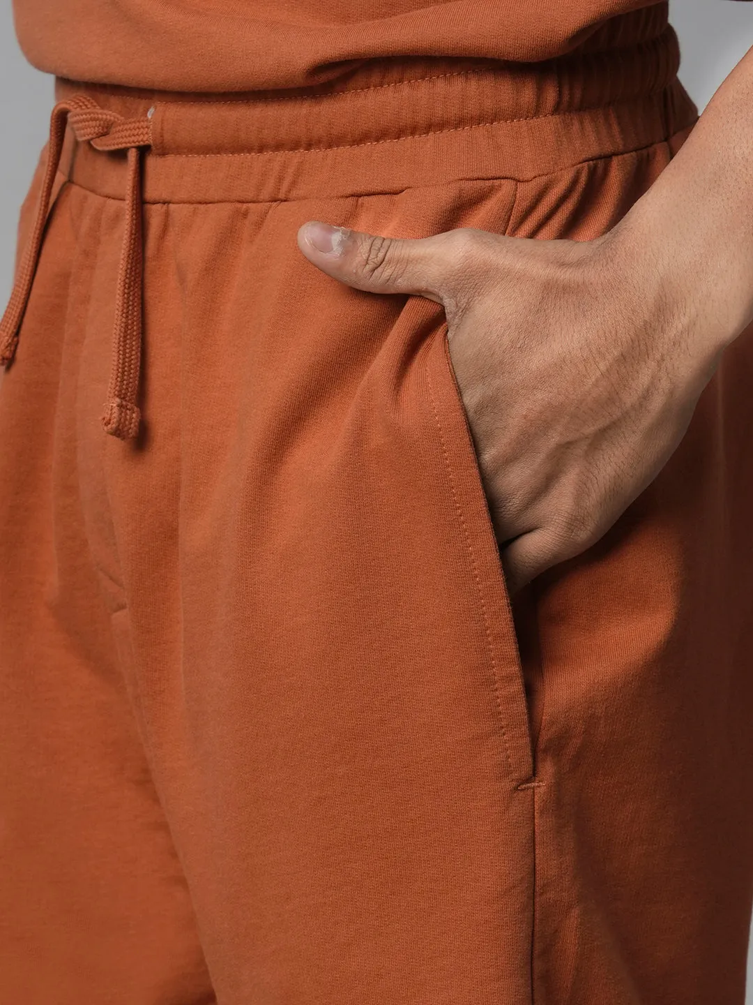 Men's Rust Cotton Regular Fit Shorts